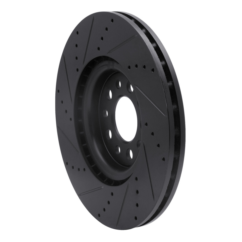 Alfa Romeo Tonale Brake Rotor (1) - Front Right - R1 Concepts - Drilled & Slotted - Black - `14-`25